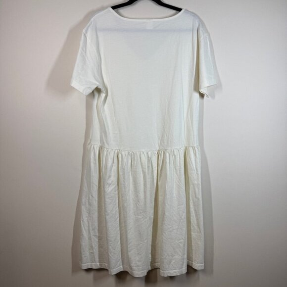 Melrose and Market Casual V-neck Short Sleeves Off White Midi Dress Size Medium - Picture 7 of 10